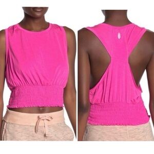 💗 Free People FP Movement Say My Name Smock Top – Miami Pink – Size Small – EUC